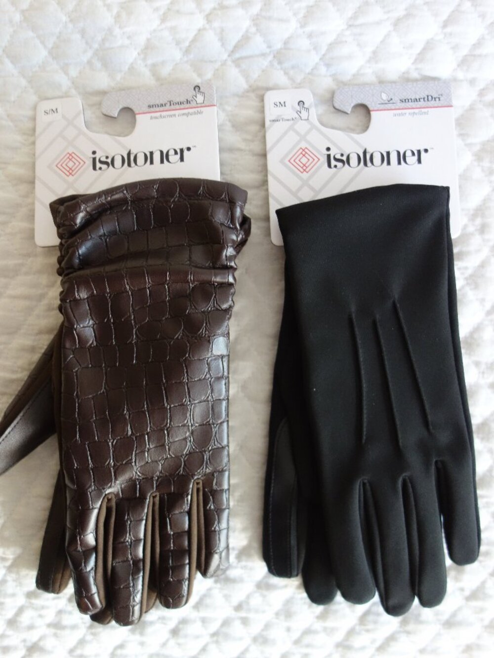 NWT $50 Two Pairs (Black/Brown) of Isotoner Gloves – S/M